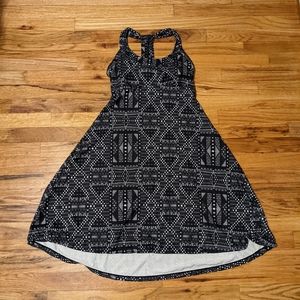 Prana Quinn Dress Gray Black Print Racerback Small